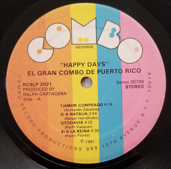 El Gran Combo De Puerto Rico* : Happy Days (LP, Album)