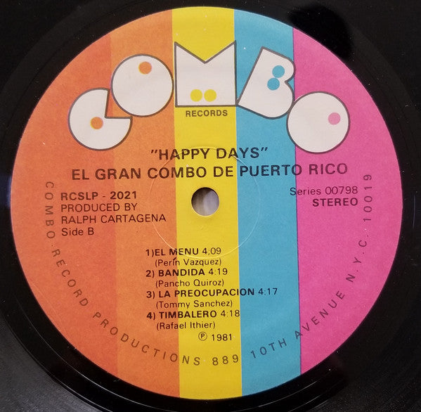 El Gran Combo De Puerto Rico* : Happy Days (LP, Album)