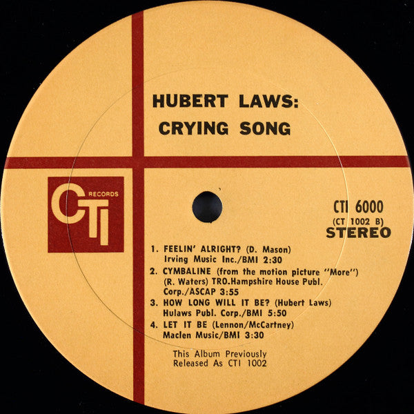 Hubert Laws : Crying Song (LP, Album, RE, Gat)