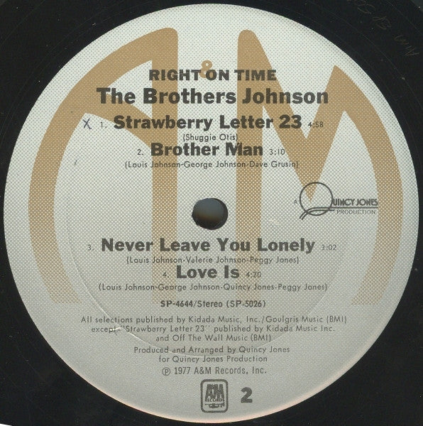 The Brothers Johnson* : Right On Time (LP, Album, Ter)