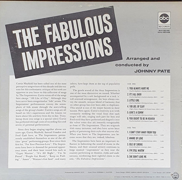 The Impressions : The Fabulous Impressions (LP, Album, Mono)