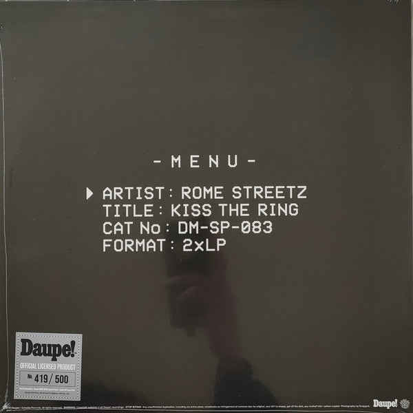 Rome Streetz : Kiss The Ring (2xLP, Ltd, Num, Mot)