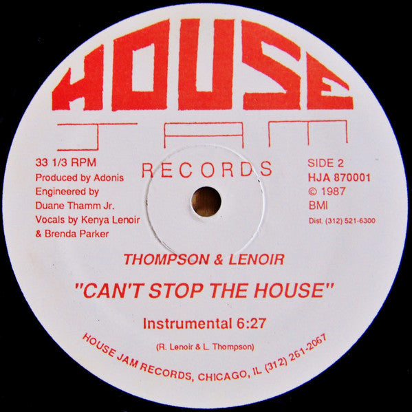 Thompson & Lenoir : Can't Stop The House (12", Whi)