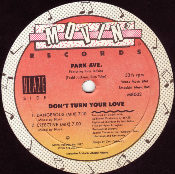 Park Ave.* Featuring Tony Jenkins : Don't Turn Your Love (12")