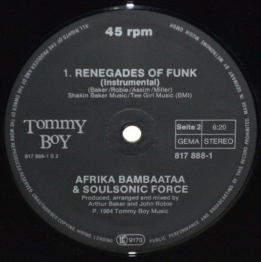 Afrika Bambaataa & Soul Sonic Force* : Renegades Of Funk! (12", Maxi)