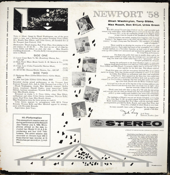 Dinah Washington / Terry Gibbs / Max Roach / Don Elliott : Newport '58 (LP, Album)