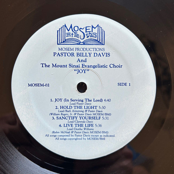 Pastor Billy Davis And The Mount Sinai Evangelistic Choir "Joy" : Joy (LP, Album)