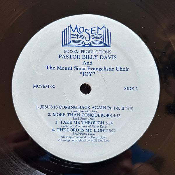 Pastor Billy Davis And The Mount Sinai Evangelistic Choir "Joy" : Joy (LP, Album)