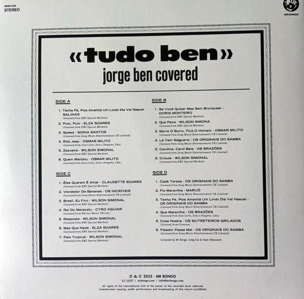 Various : Tudo Ben (Jorge Ben Covered) (2xLP, Comp, RE)