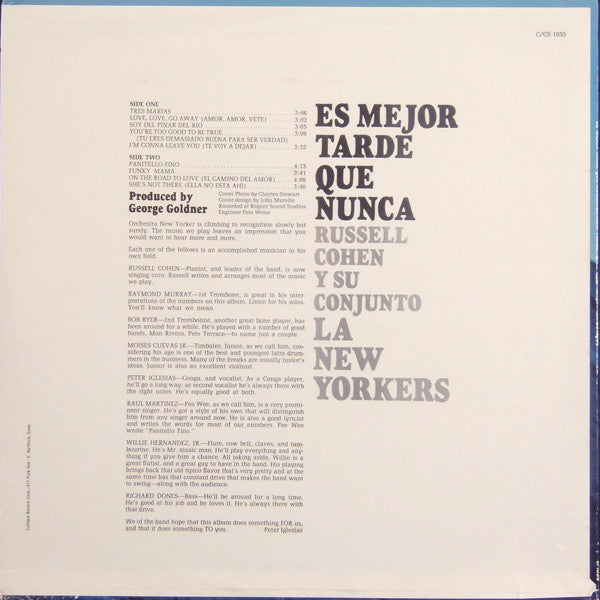 Russell Cohen Y Su Conjunto La New Yorkers : Es Mejor Tarde Que Nunca (LP, Album, Mono)