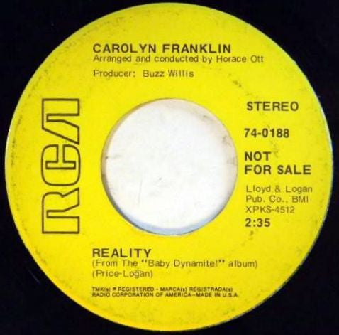 Carolyn Franklin : Reality / It's True I'm Gonna Miss You (7", Promo)