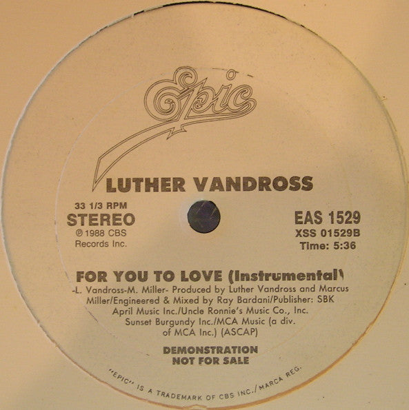 Luther Vandross : For You To Love (12", Promo)