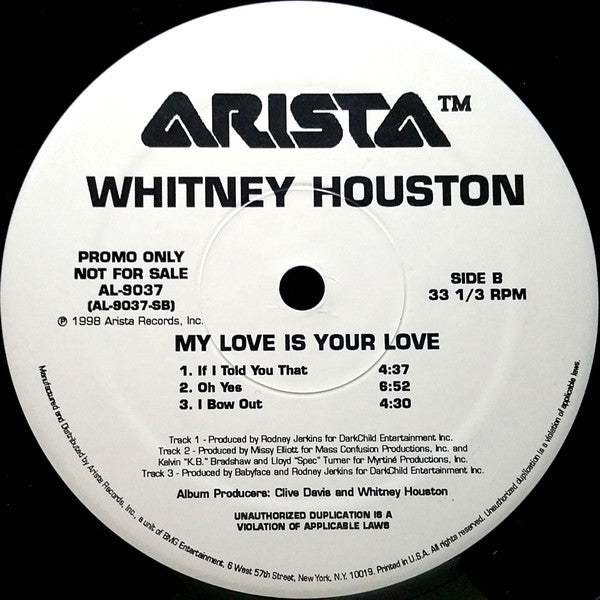 Whitney Houston : My Love Is Your Love (2xLP, Album, Promo)