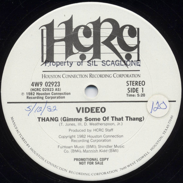 Videeo : Thang (Gimme Some Of That Thang) (12", Promo, Whi)