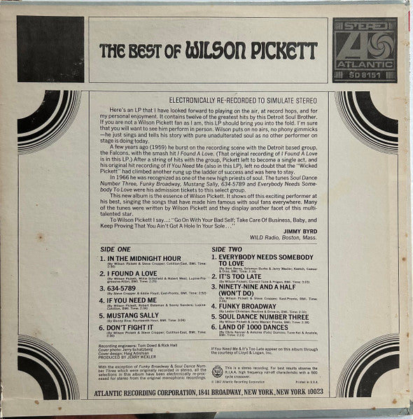 Wilson Pickett : The Best Of Wilson Pickett (LP, Comp)