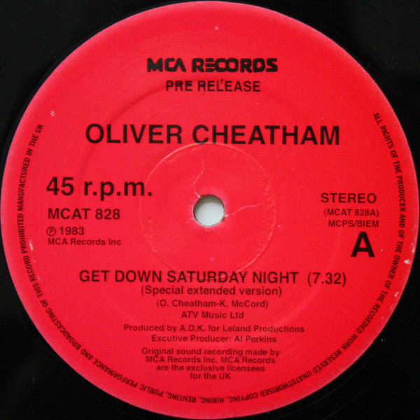 Oliver Cheatham : Get Down Saturday Night (12", Promo, RE)