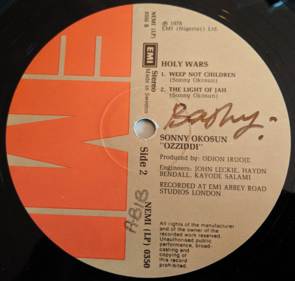 Sonny Okosuns Ozziddi : Holy Wars (LP, Album)