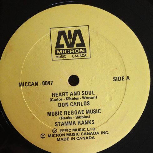 Don Carlos (2) / Stamma Ranks* // Alex "Teach" King* : Heart And Soul / Music Reggae Music // Clean Mind Pure Heart (12")