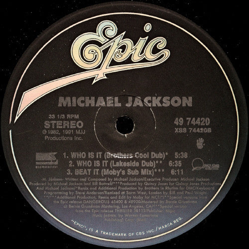 Michael Jackson : Who Is It (12", Single, Ltd)