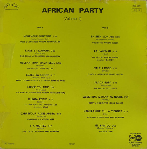 Various : African Party (Vol. 1) (LP, Comp, RE)