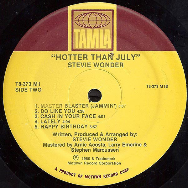 Stevie Wonder : Hotter Than July (LP, Album, Gat)