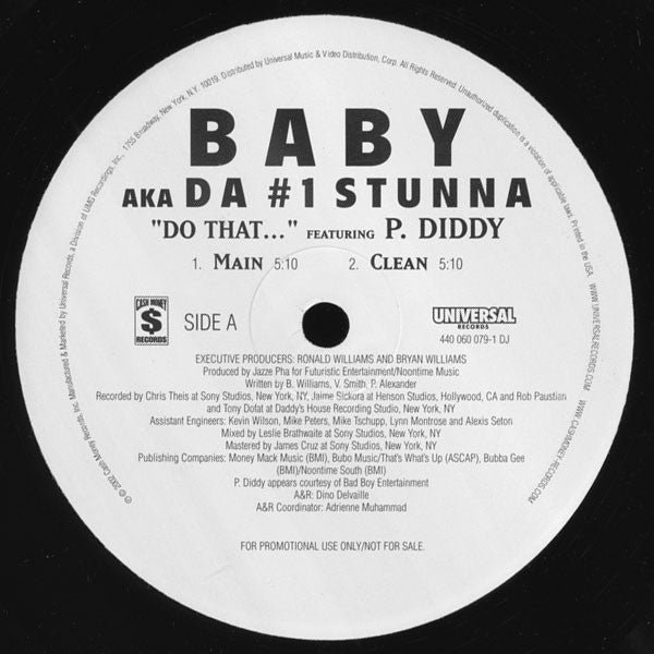 Baby (2) Feat. P. Diddy : Do That ... (12", Promo)