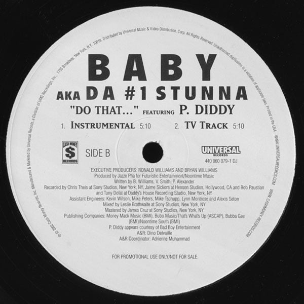 Baby (2) Feat. P. Diddy : Do That ... (12", Promo)