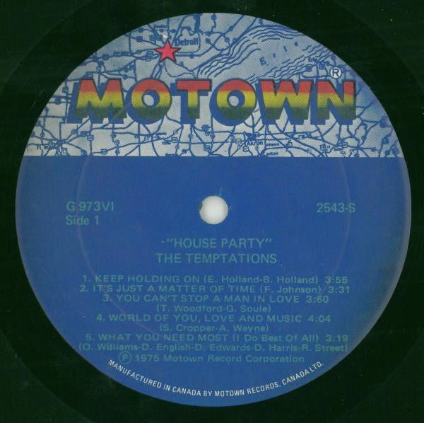 The Temptations : House Party (LP, Album)