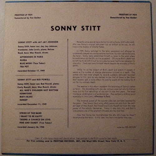 Sonny Stitt / Bud Powell / J.J. Johnson : Sonny Stitt / Bud Powell / J.J. Johnson (LP, Album, Comp, Mono, RM)