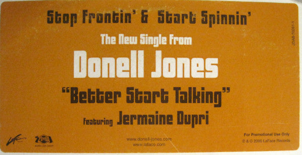 Donell Jones Featuring Jermaine Dupri : Better Start Talking (12", Single, Promo)