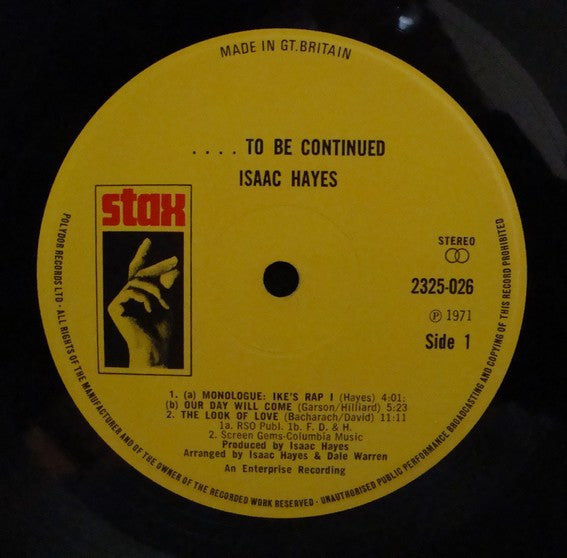 Isaac Hayes : ...To Be Continued (LP, Album)