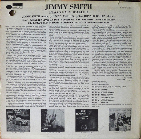 Jimmy Smith : Jimmy Smith Plays Fats Waller (LP, RE)