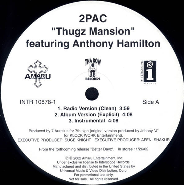 2Pac : Thugz Mansion (12", Single, Promo)