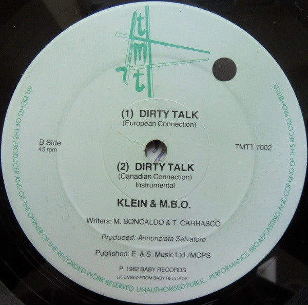 Klein & M.B.O. : Dirty Talk (12")