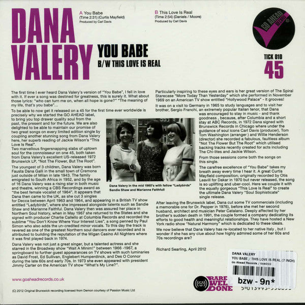 Dana Valery : You Babe / This Love Is Real (7")