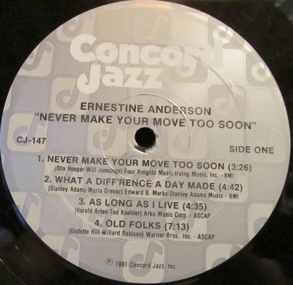 Ernestine Anderson : Never Make Your Move Too Soon (LP, Album)