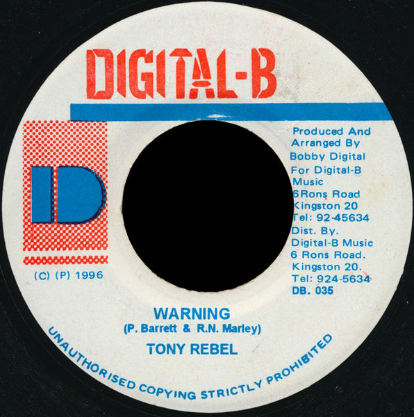 Tony Rebel : Warning (7")