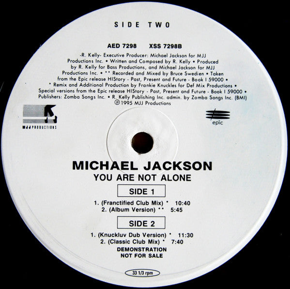 Michael Jackson : You Are Not Alone (12", Promo)