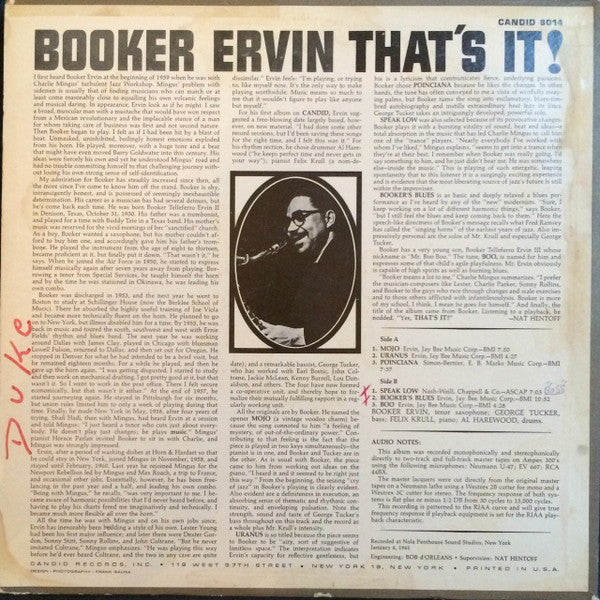 Booker Ervin : That's It! (LP, Album, Mono)