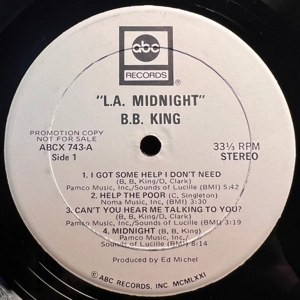 B.B. King : L.A. Midnight (LP, Album, Promo)