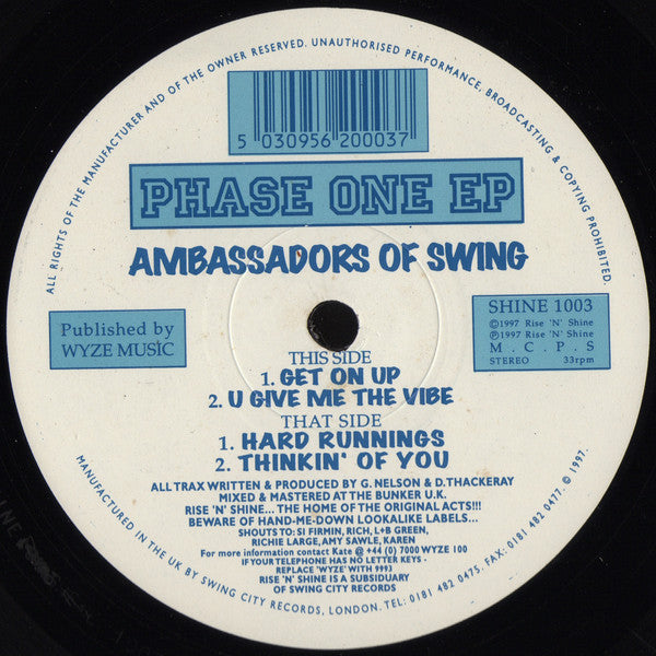 Ambassadors Of Swing : Phase One EP (12", EP)