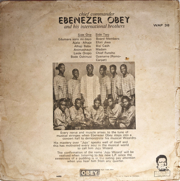 Chief Commander Ebenezer Obey And His International Brothers* : Chief Commander Ebenezer Obey And His International Brothers (LP, Album)