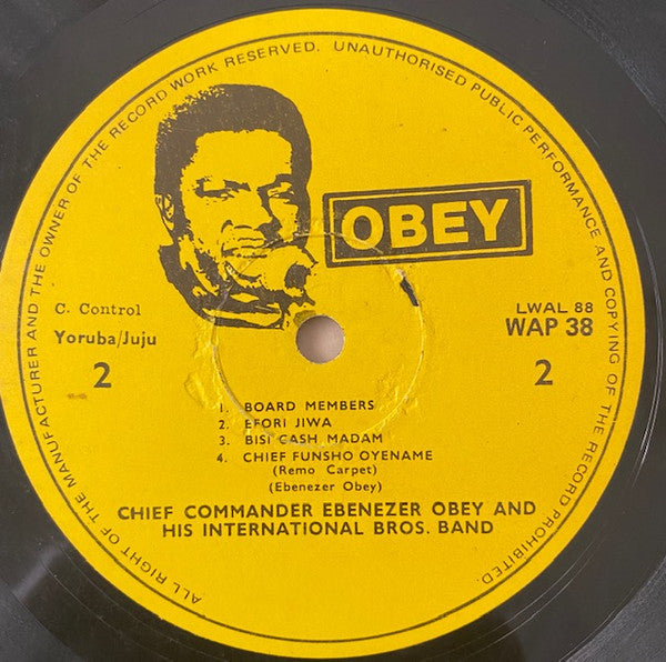 Chief Commander Ebenezer Obey And His International Brothers* : Chief Commander Ebenezer Obey And His International Brothers (LP, Album)