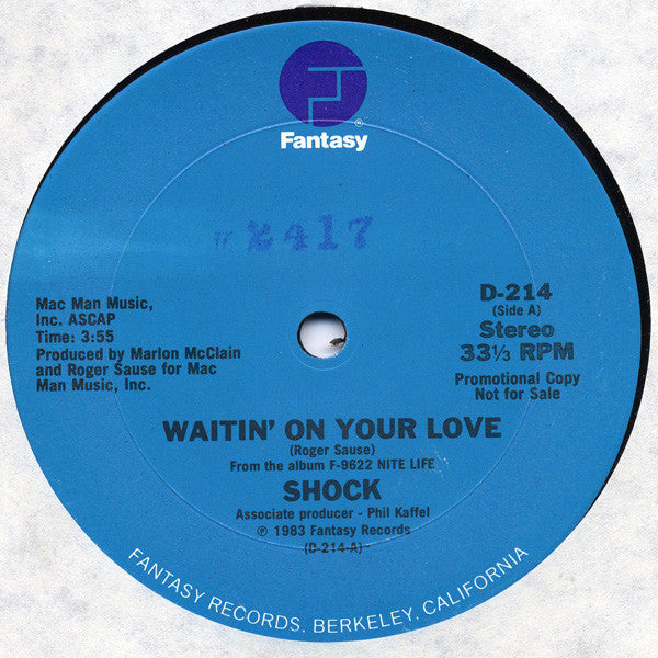 Shock (3) : Waitin' On Your Love (12", Promo)