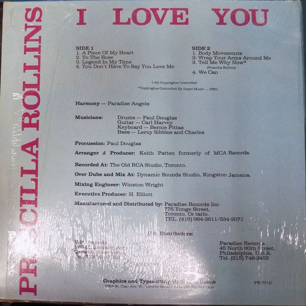 Priscilla Rollins : I Love You (LP, Album)