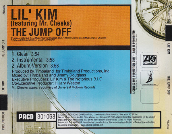 Lil' Kim Featuring Mr. Cheeks : The Jump Off (CD, Single, Promo)