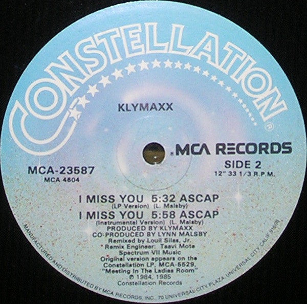 Klymaxx : I Miss You (12")