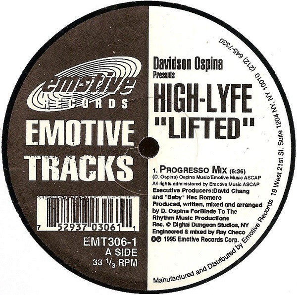 Davidson Ospina Presents High-Lyfe : Lifted (12")