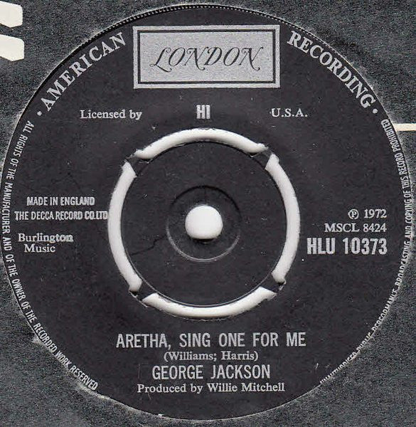 George Jackson (3) : Aretha, Sing One For Me / I'm Gonna Wait (7")