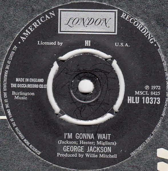 George Jackson (3) : Aretha, Sing One For Me / I'm Gonna Wait (7")